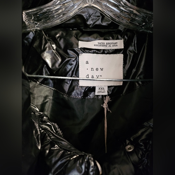 Women's Short Relaxed Puffer Jacket - A New Day Black XXL - Picture 5 of 6